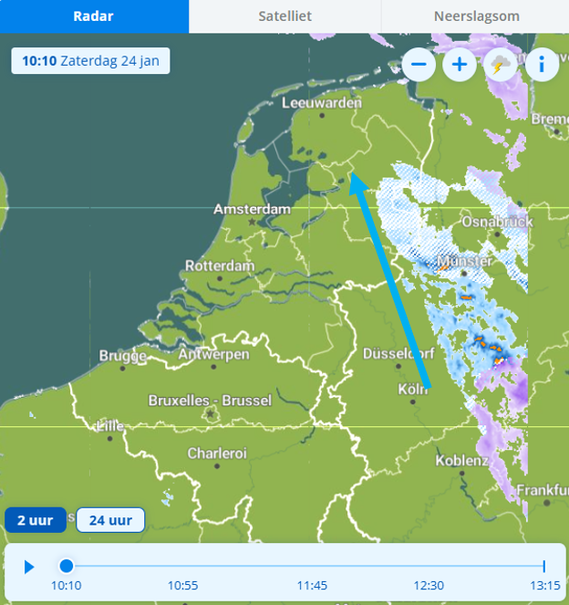 Neerslagradar Weeronline 24-1-2026