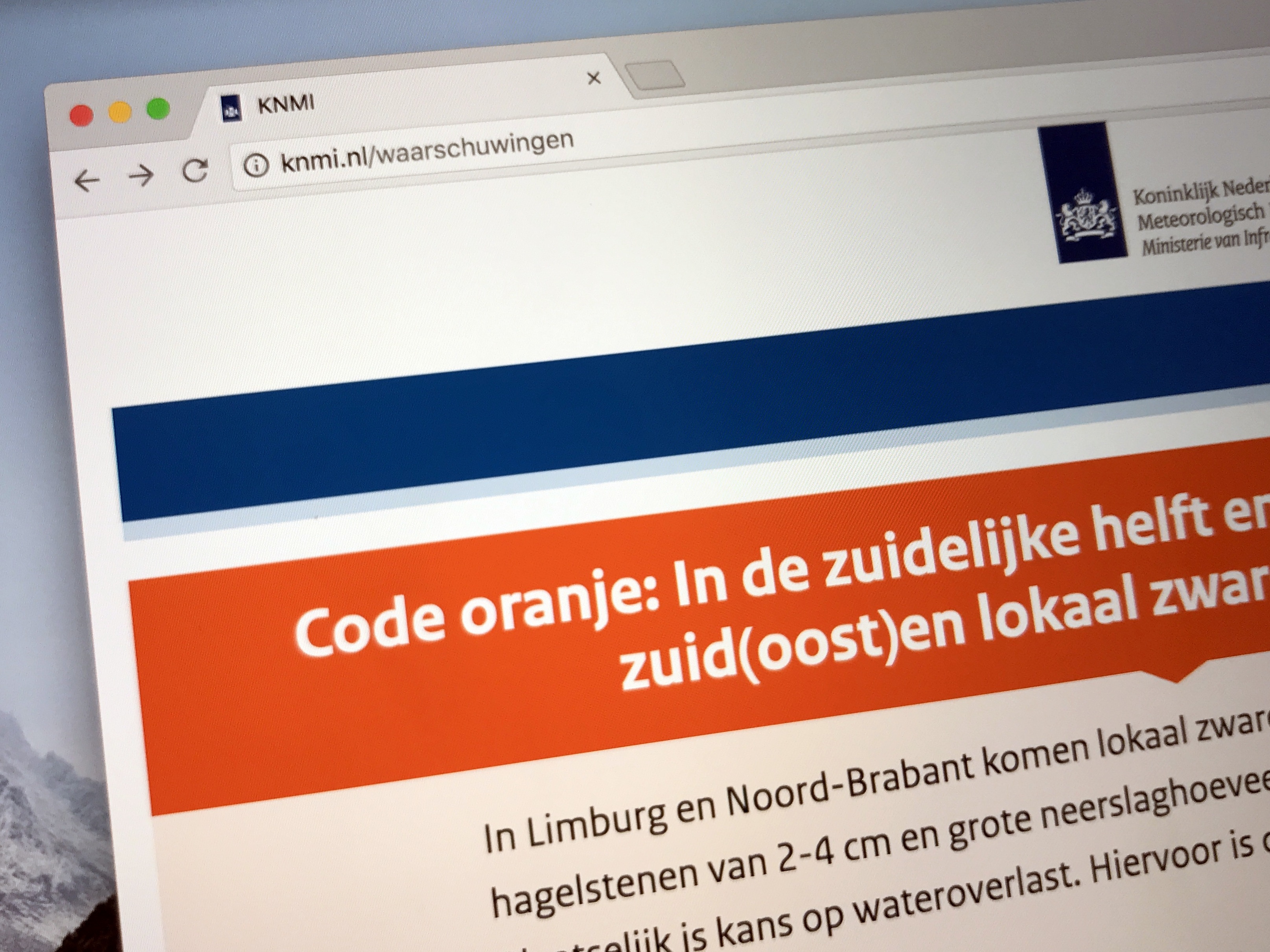 Wanneer wordt code oranje afgegeven?