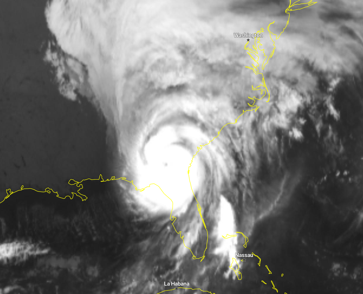 Orkaan Helene aan land als categorie 4 orkaan. Beeld: https://imweather.com/