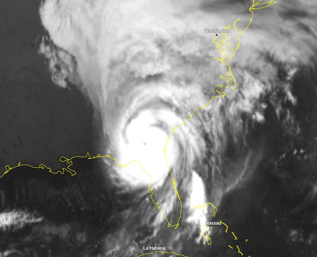 Orkaan Helene aan land als categorie 4 orkaan. Beeld: https://imweather.com/