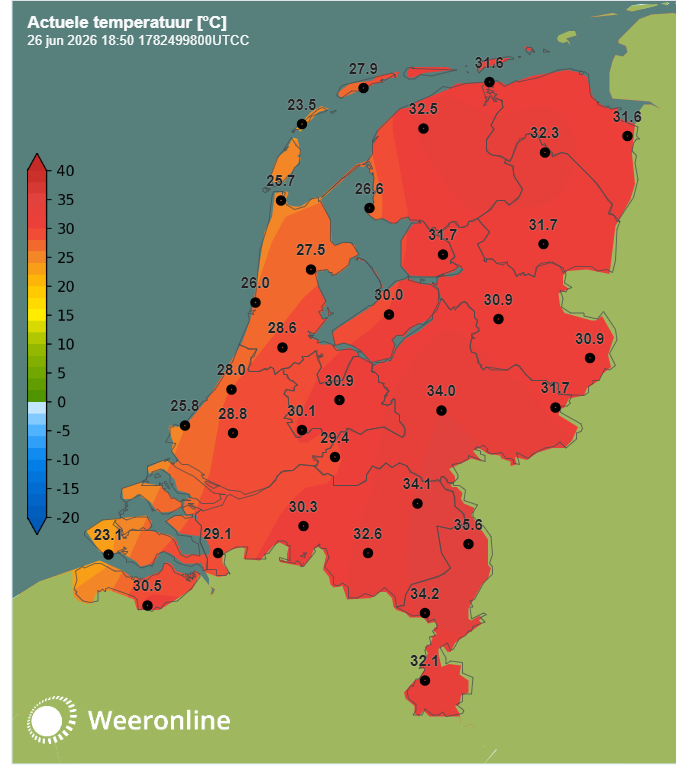 Grote temperatuursverschillen in het land.