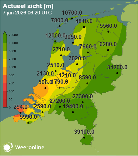 Door sneeuwval is het zicht in het zuidwesten al slecht.