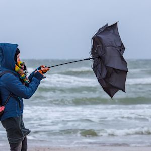 Bij deze windkracht gebruik je een stormparaplu
