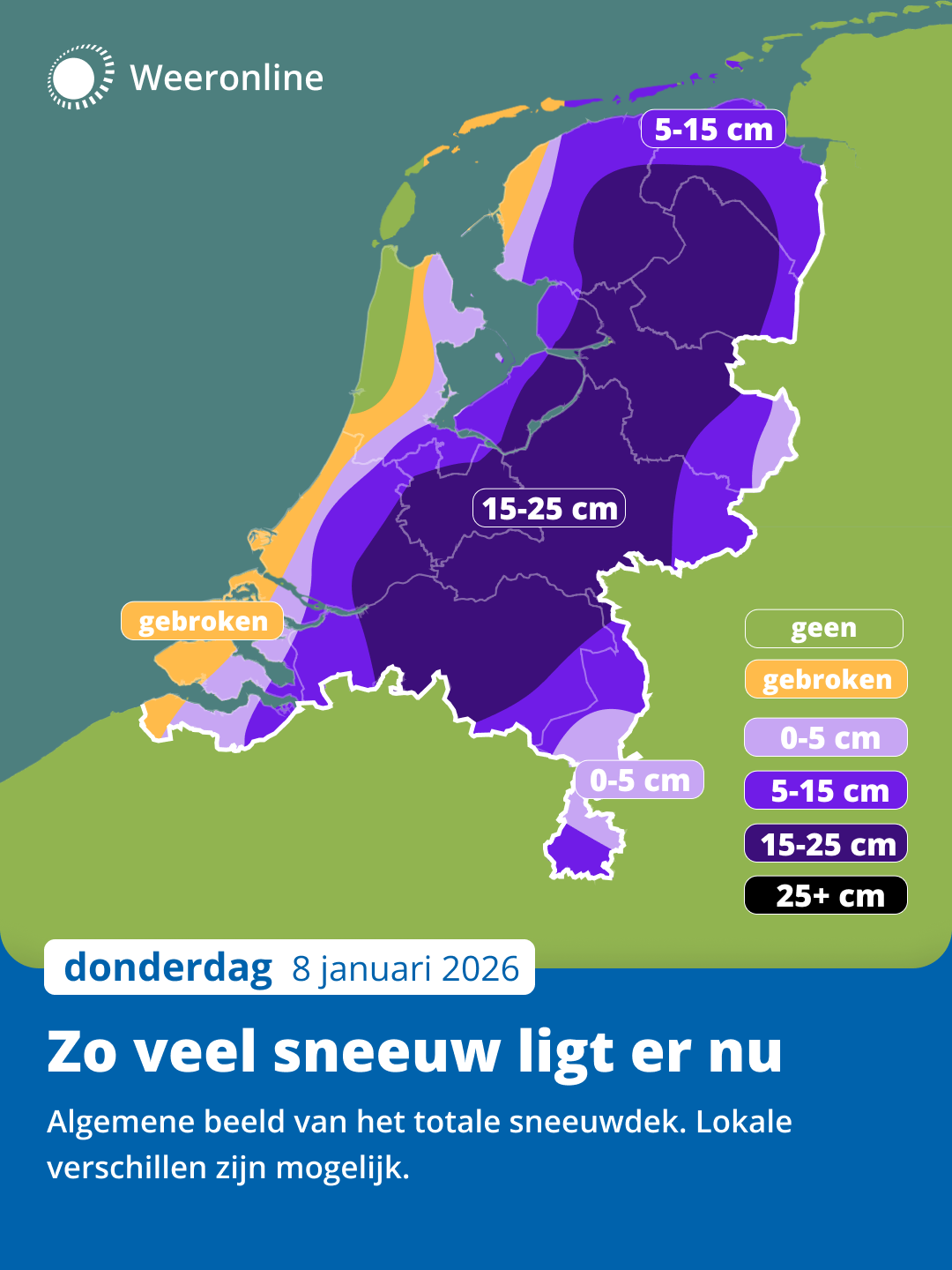 Het huidige sneeuwdek in Nederland