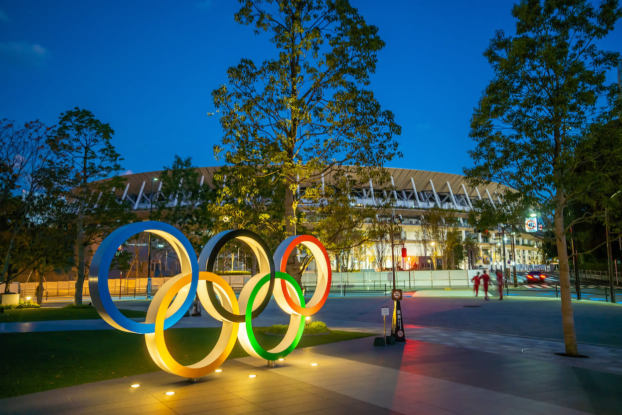 De verlichte Olympische ringen tijdens de Spelen in Tokyo
Foto: AdobeStock