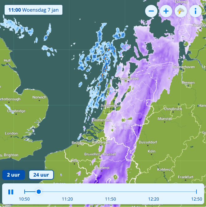 Tijdelijk droger vanuit het westen.