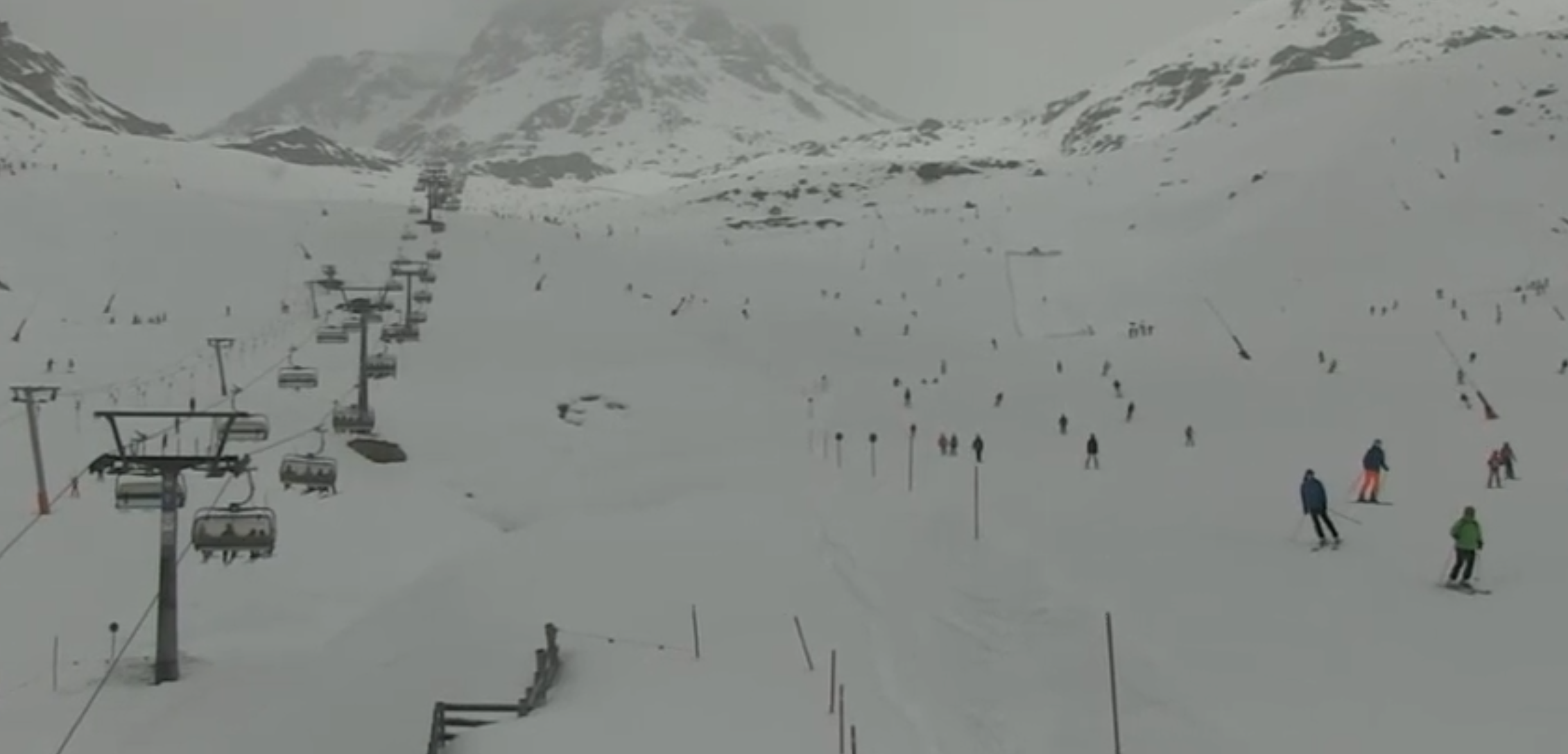 Veel bewolking en wat neerslag in Ischgl, 23 maart 2026. Bron: Feratel