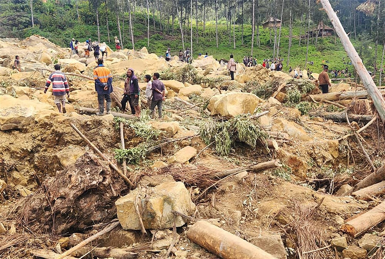 Aardverschuiving in Papua New Guinea.