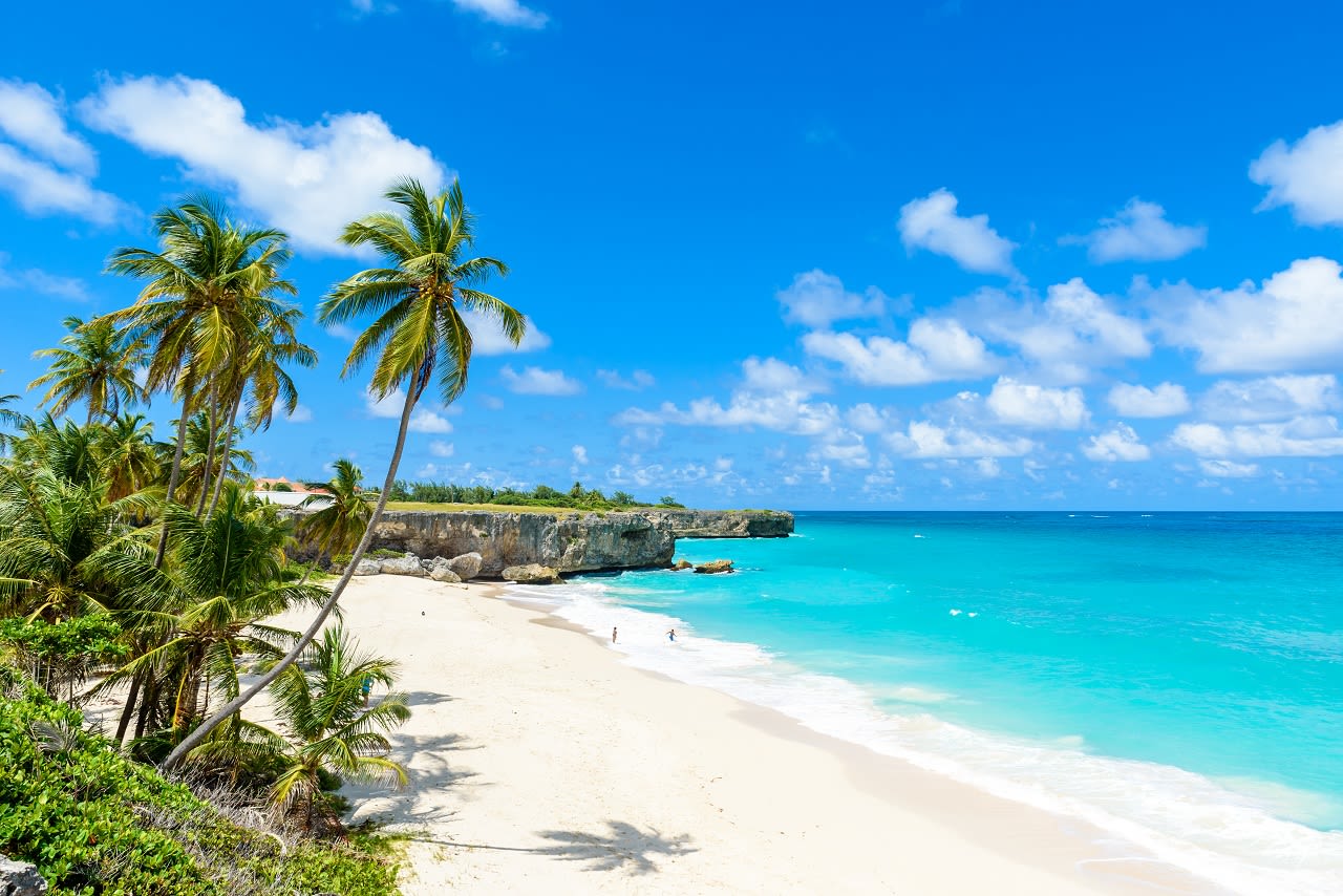 Het witte strand van Barbados. Foto:  Adobe Stock / Simon Dannhauer