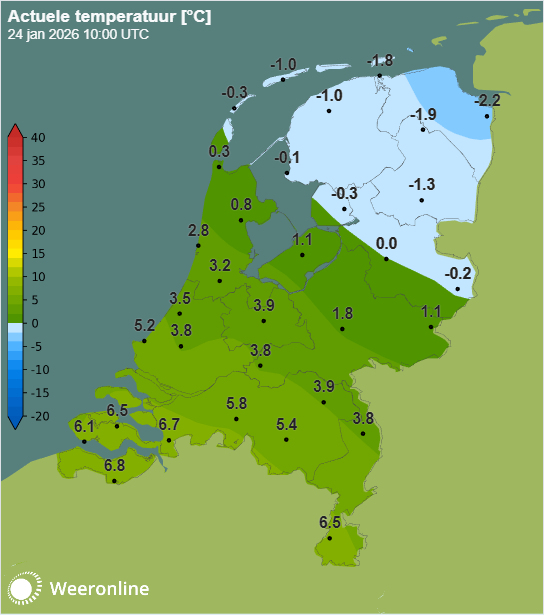 Temperatuur op 24-1-2026 om 11:00 uur.