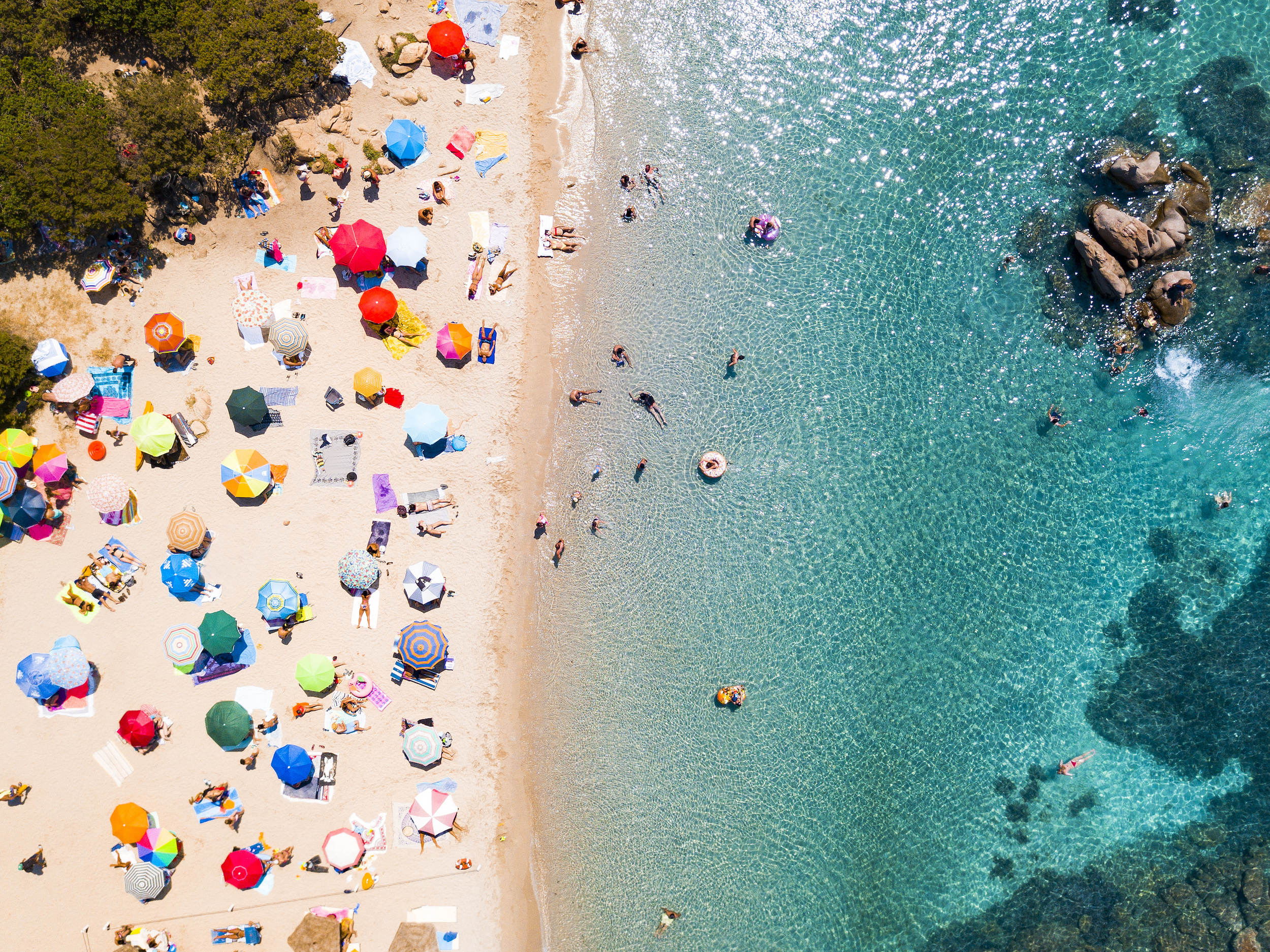 Strand, zomer, Middellandse Zee, Sardinië, Italië, zomervakantie, Europa