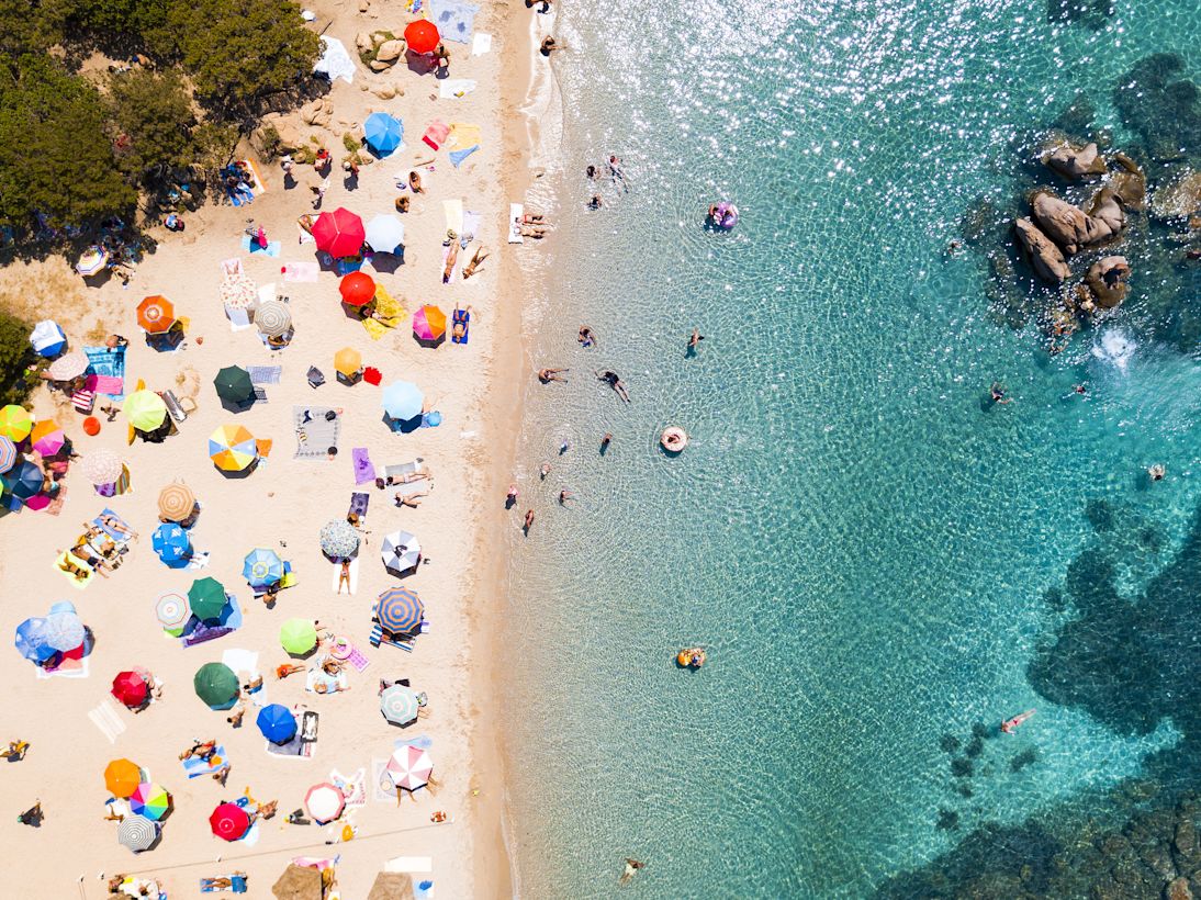 Strand, zomer, Middellandse Zee, Sardinië, Italië, zomervakantie, Europa