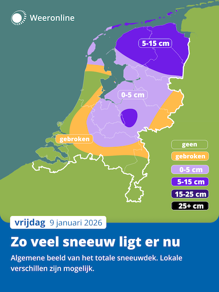 Zo veel sneeuw ligt er nu 9 januari 2026