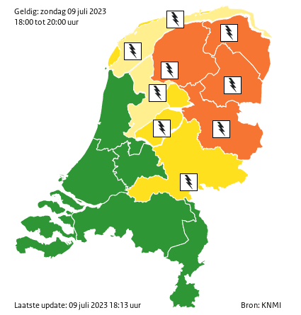 KNMI waarschuwingen begin avond