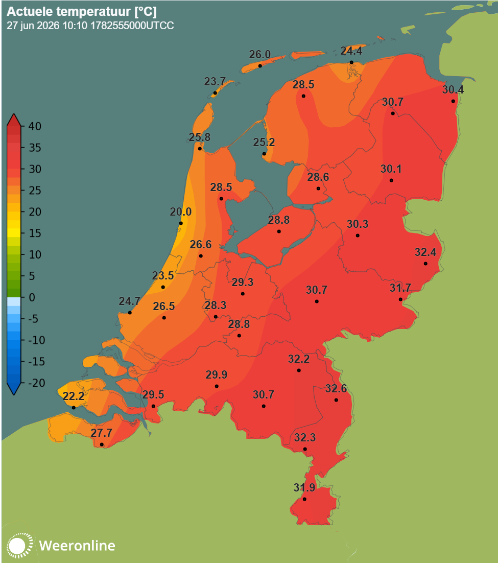 Grote temperatuurverschillen in het land.