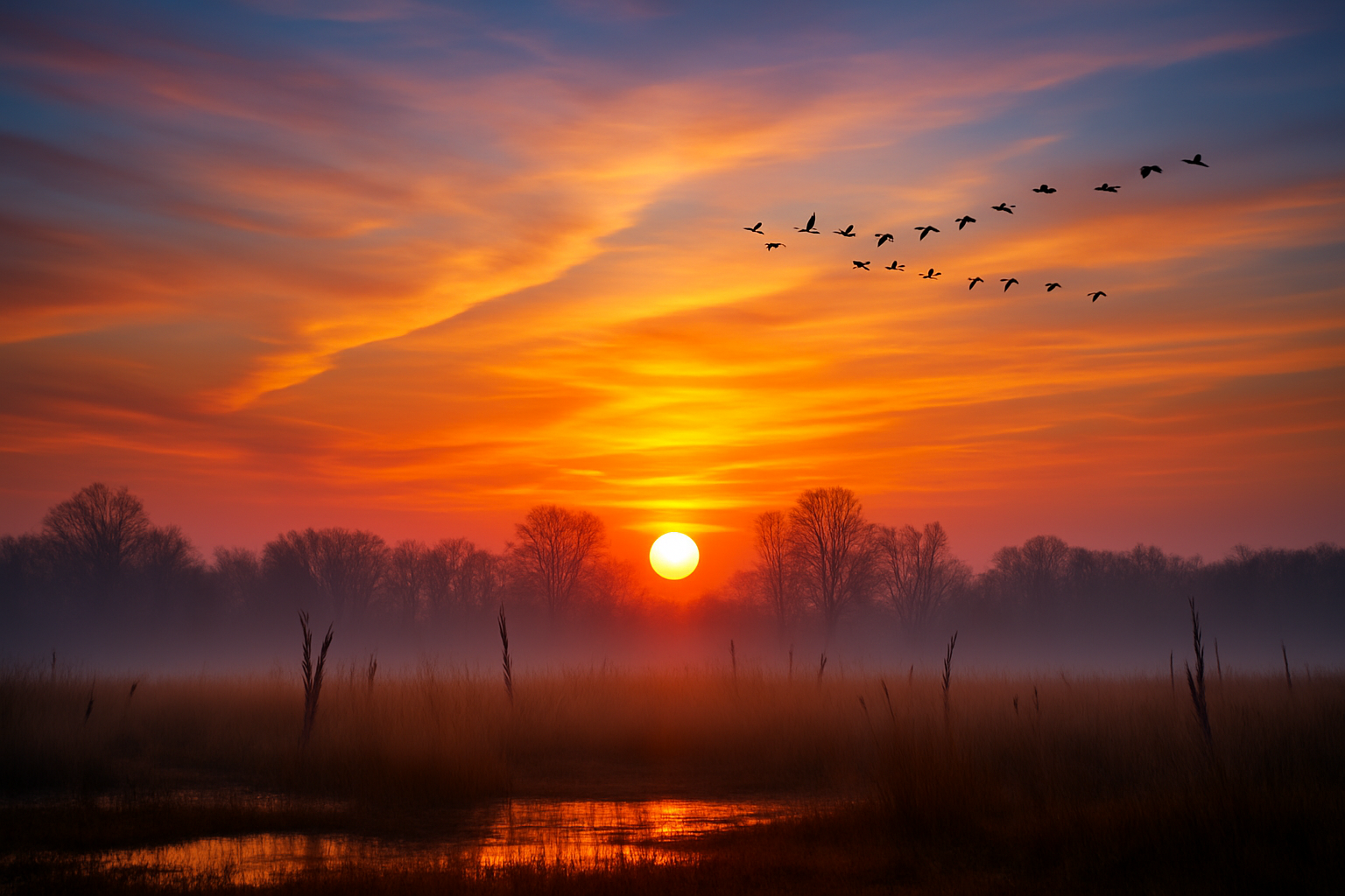 Krijgen we deze week nog meer fraaie zonsopkomsten of zonsondergangen te zien? Foto: Dave Haasewinkel