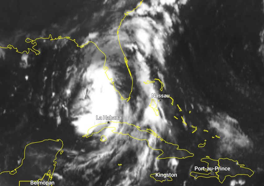 Orkaan Debby in de Golf van Mexico, 4 augustus 2024. Satellietbeeld via imweather.com