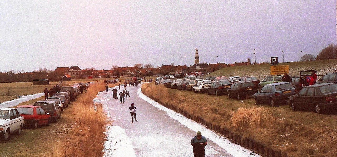 Op 4 januari 1997 van Hindelopen naar Workum. Foto: Theo Alabada Jelgersma