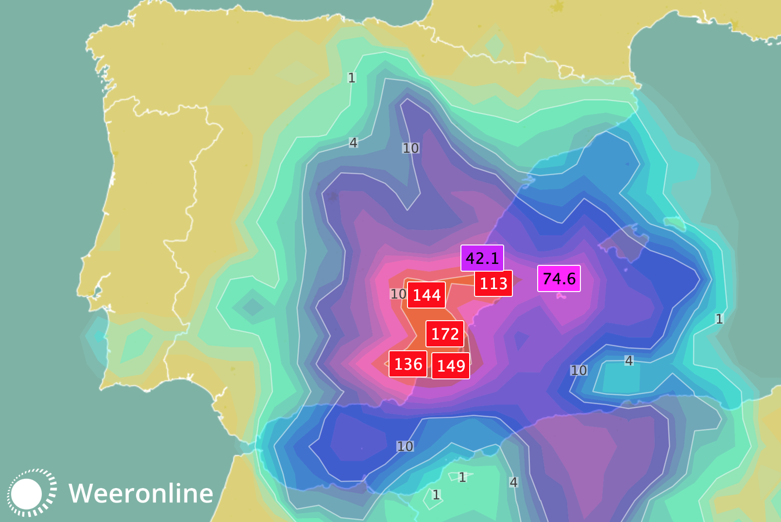 neerslag-spanje-gfs